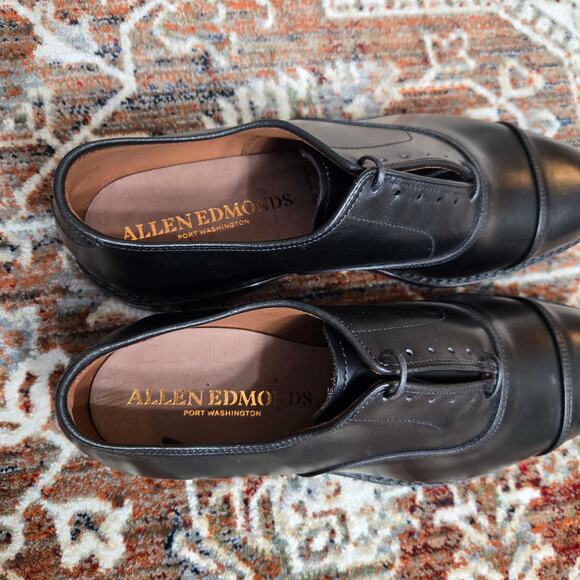 ALLEN EDMONDS Park Avenue Black Dress Shoes Mens 9 bench welt Excellent - Picture 3 of 13
